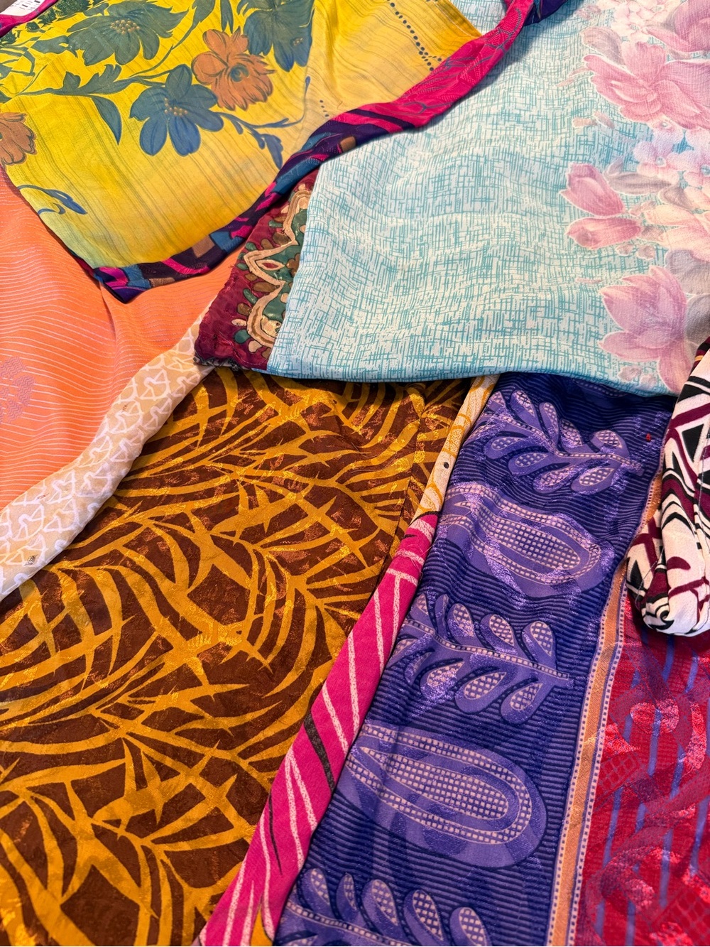 Beautiful 100% Silk Bags! Assorted Colors
Approx 16” x13” plus long silk strap